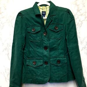 Vintage Gap Cotton Jacket Size 2 Green Y2k Preppy Academia